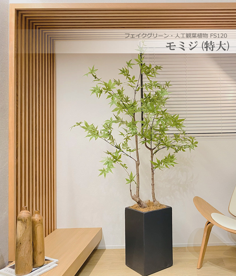 モミジ 紅葉 特大 180cm 人工観葉植物 フェイクグリーン 観葉植物 造花 光触媒 鉢付 軽量セメント ファイバーセメント フェイク グリーン インテリア おしゃれ お祝い 消臭 FS120 送料無料