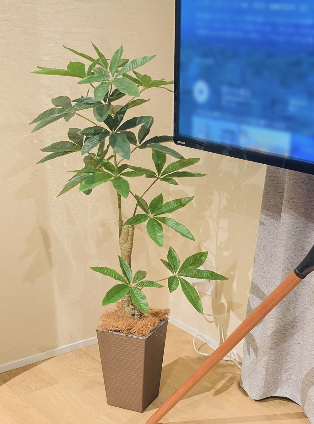 パキラ 110cm 大型 人工観葉植物 フェイクグリーン 観葉植物 造花 光触媒 鉢付 軽量セメント ファイバーセメント フェイク グリーン インテリア おしゃれ お祝い 消臭 FCS70 送料無料